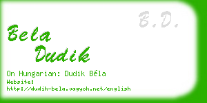 bela dudik business card