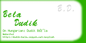 bela dudik business card